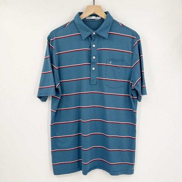 Criquet Men's XL Blue Striped Polo Shirt Organic Cotton - Picture 1 of 4